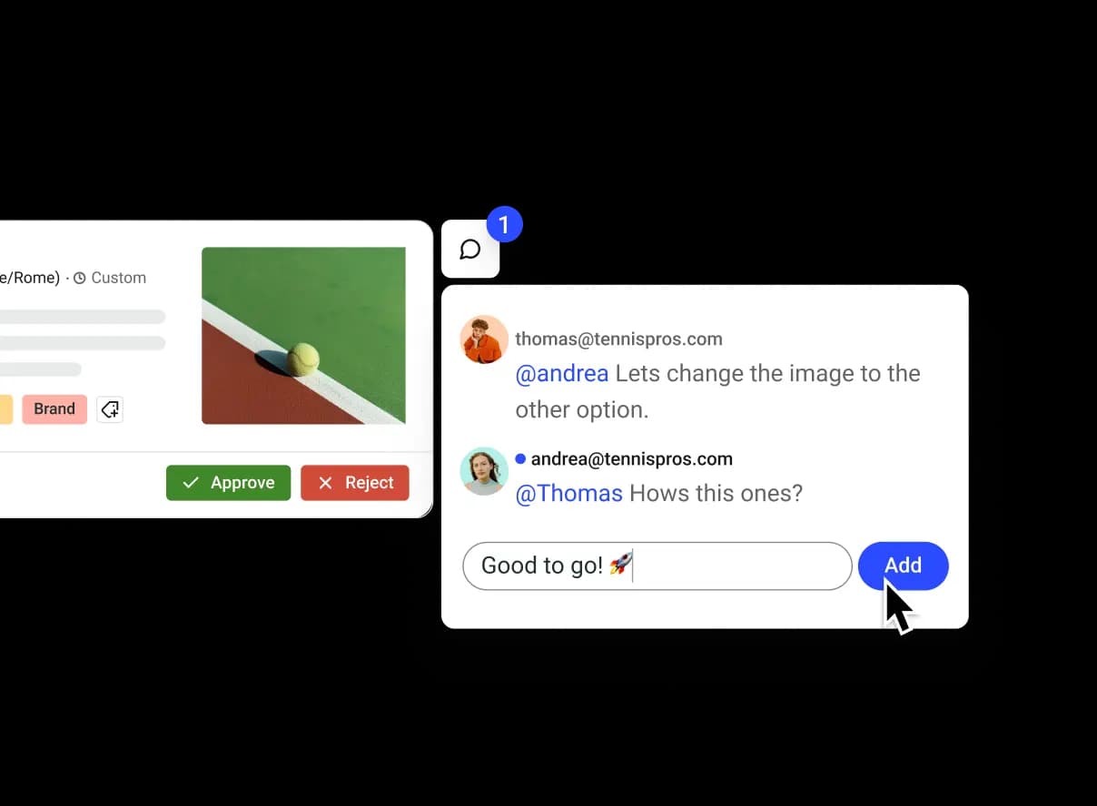 Buffer Collaborate view with internal comment threads for sharing feedback on ideas and posts.