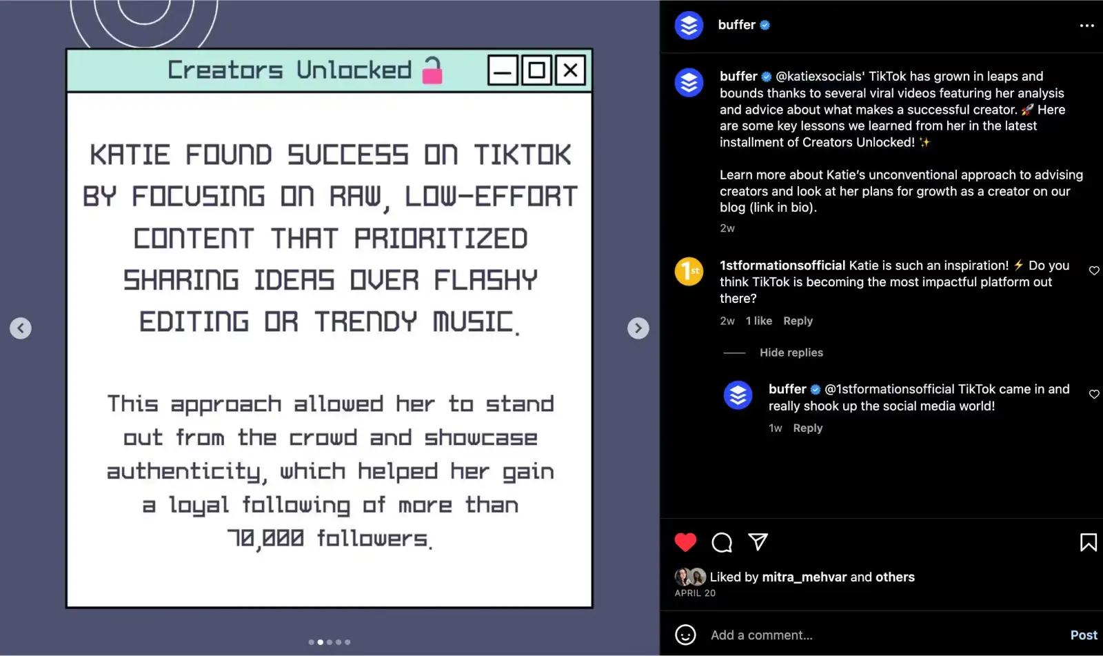 An Instagram carousel post