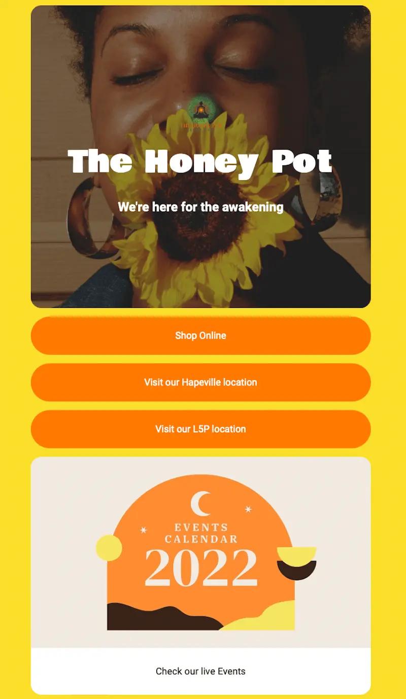 The Honey Pot’s link in bio page