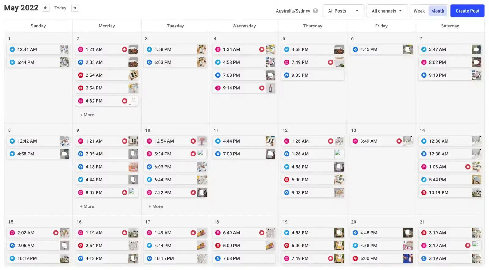Letterbox Gifts’ social media calendar in Buffer