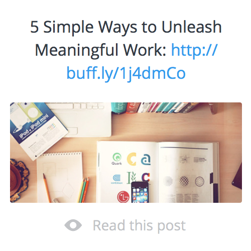 5 Simple Ways to Unleash Meaningful Work: http://buff.ly/1j4dmCo