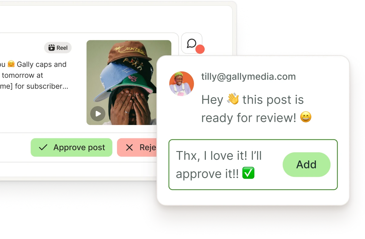 A client reviewing and approving a draft post in Buffer.