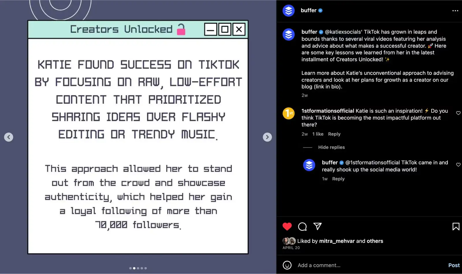 An Instagram carousel post