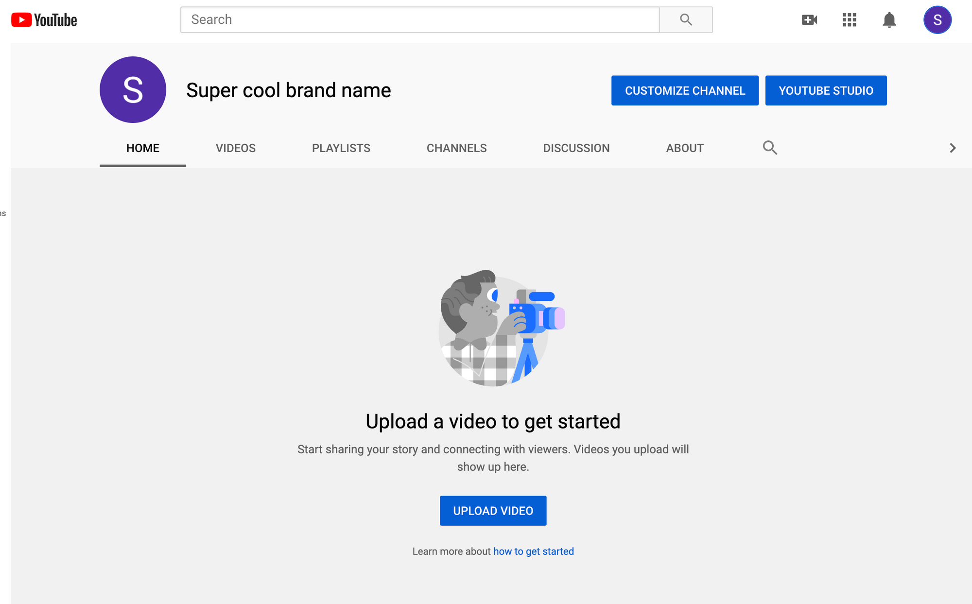 YouTube channel: Getting started from scratch? Click the Customize Channel button