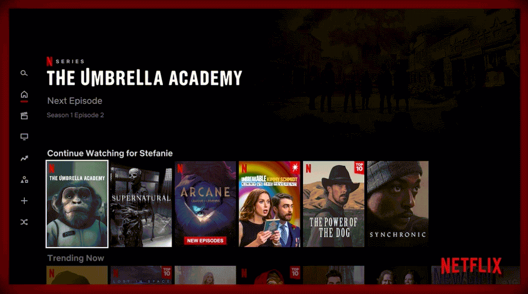 A GIF walking through Netflix's home page