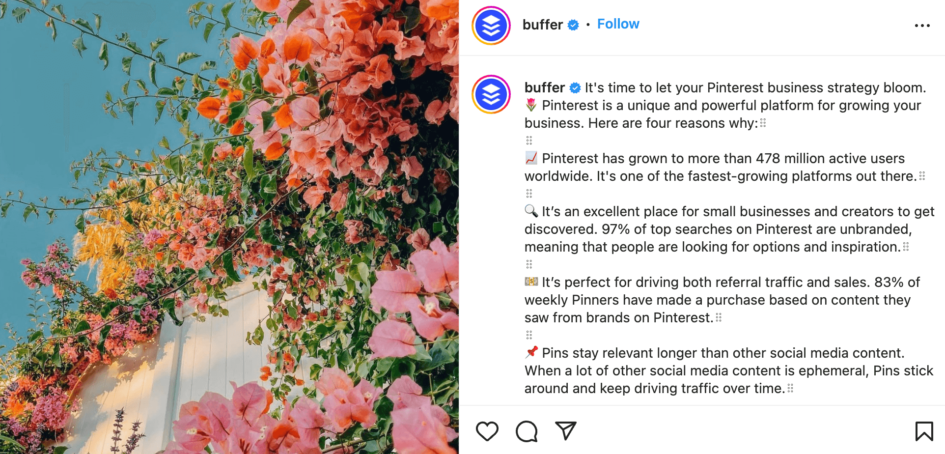 Screenshot of a Buffer Instagram post