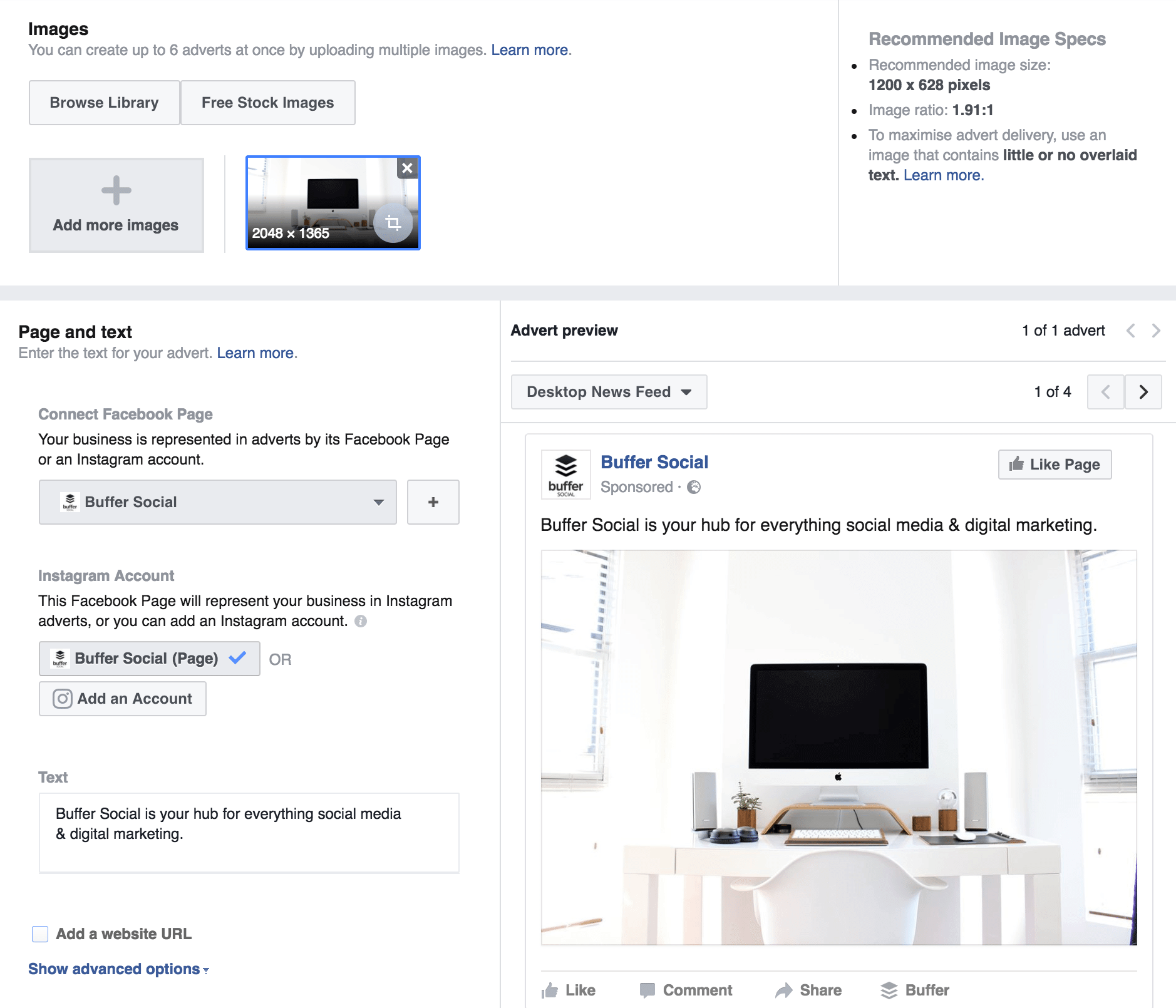 Images screen on Facebook Ads Manager