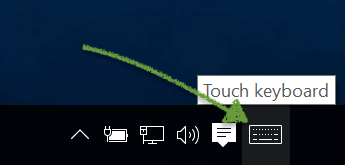 Screenshot of the 'touch keyboard' icon on Windows