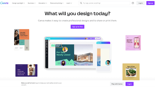 Canva design homepage