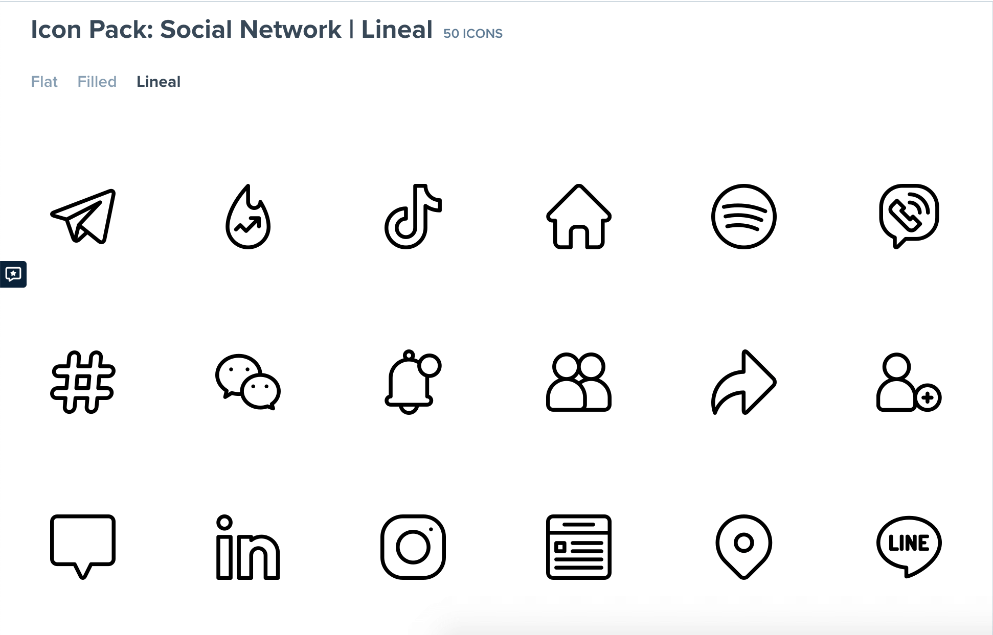 social network lineal pack icons