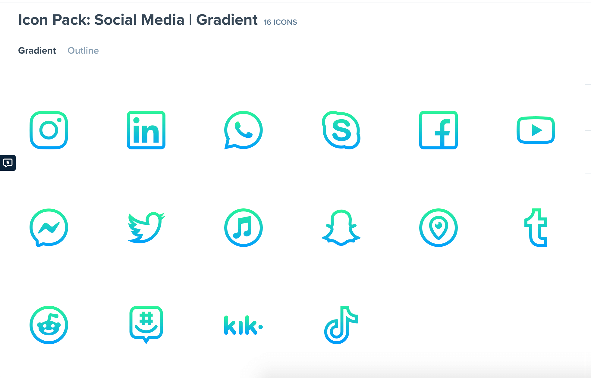 Social media icons, round, outline