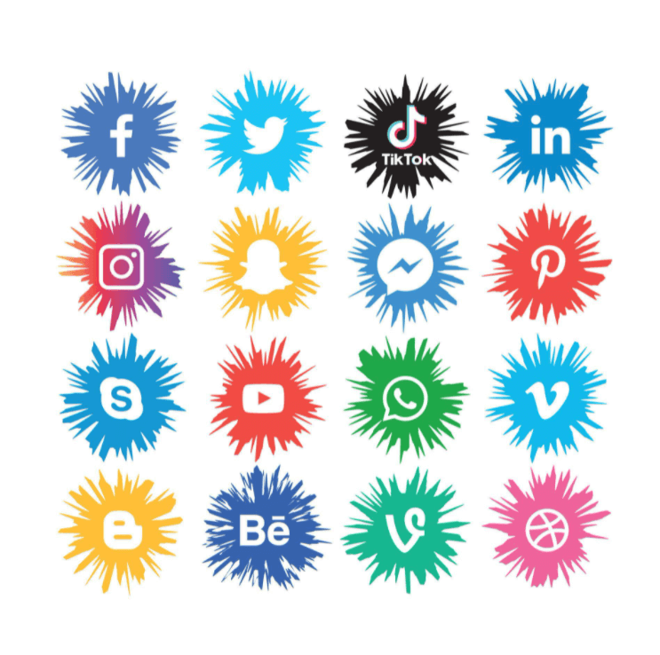 Tik Tok Popular Social Media Logo Icon Colored Blue Pink White