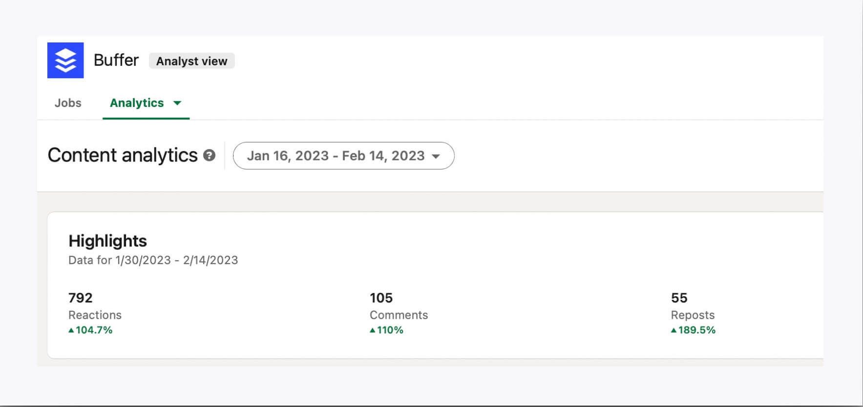 screenshot of LinkedIn highlights view 