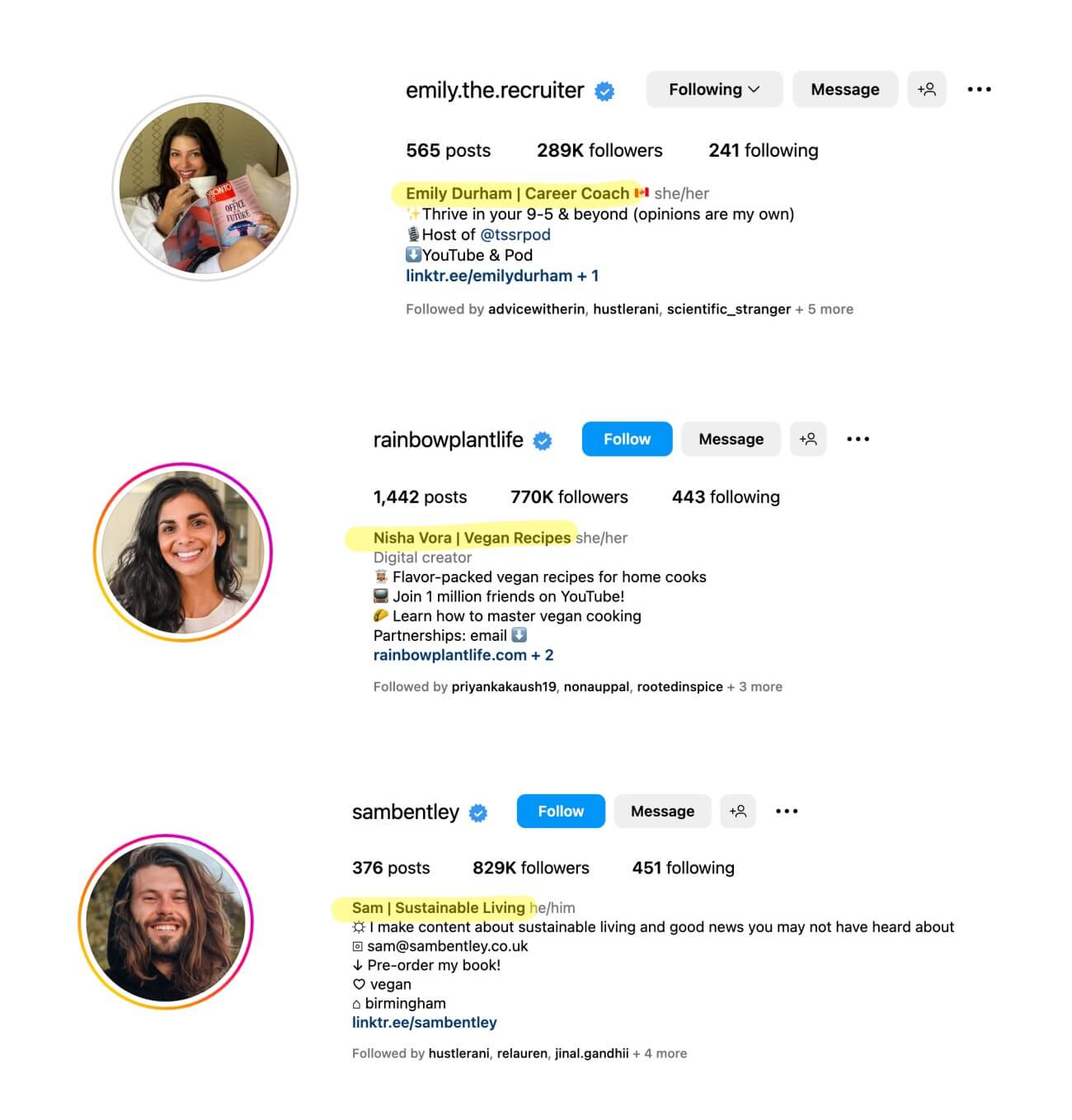 Instagram profile examples to help you get more views on Instagram