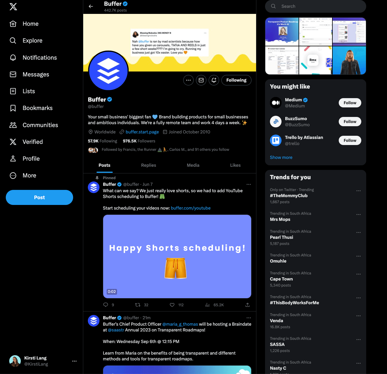 Twitter/X in desktop browser