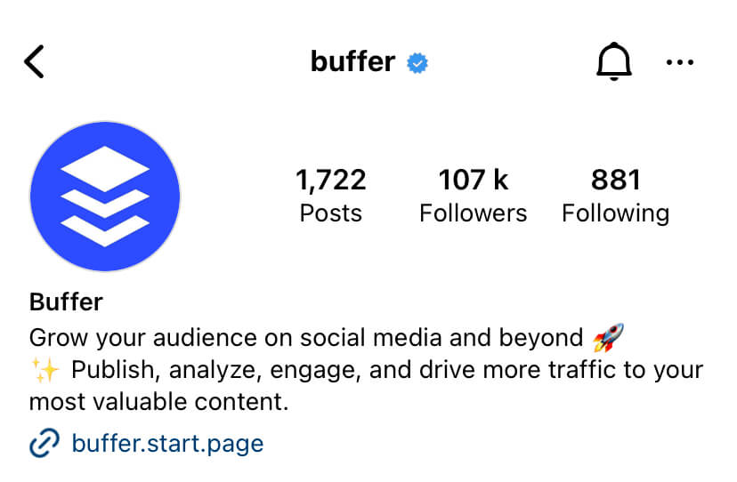 A screenshot showing a verified Instagram account