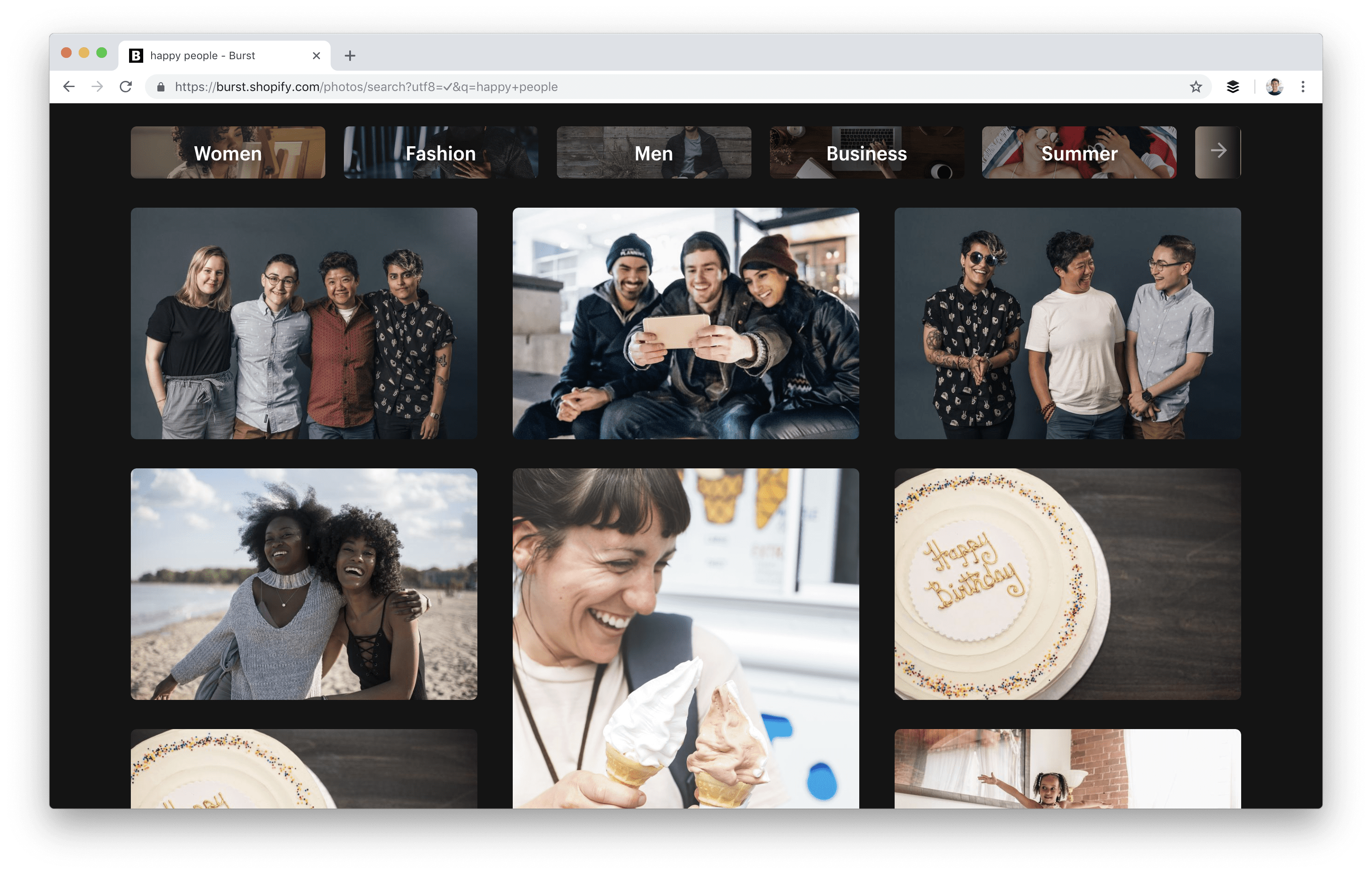 Burst free photo search