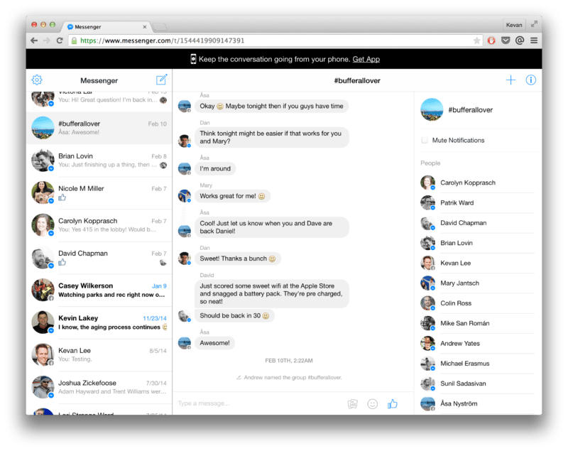 Facebook Messenger's new web interface