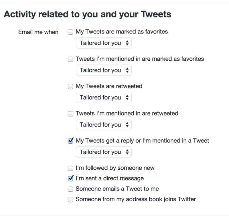 twitter email notifications