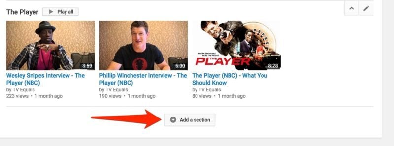 YouTube Add a Section