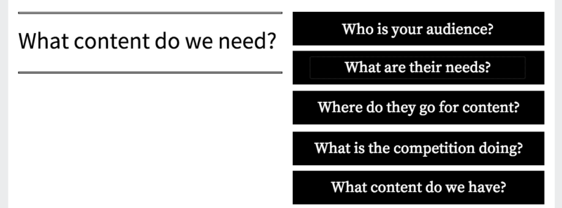 What content do we need questions