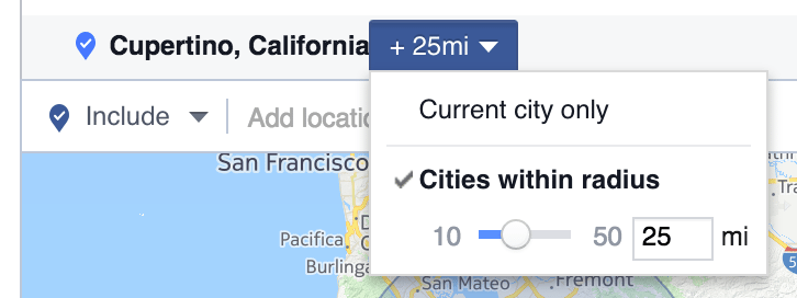 Facebook ads mile radius