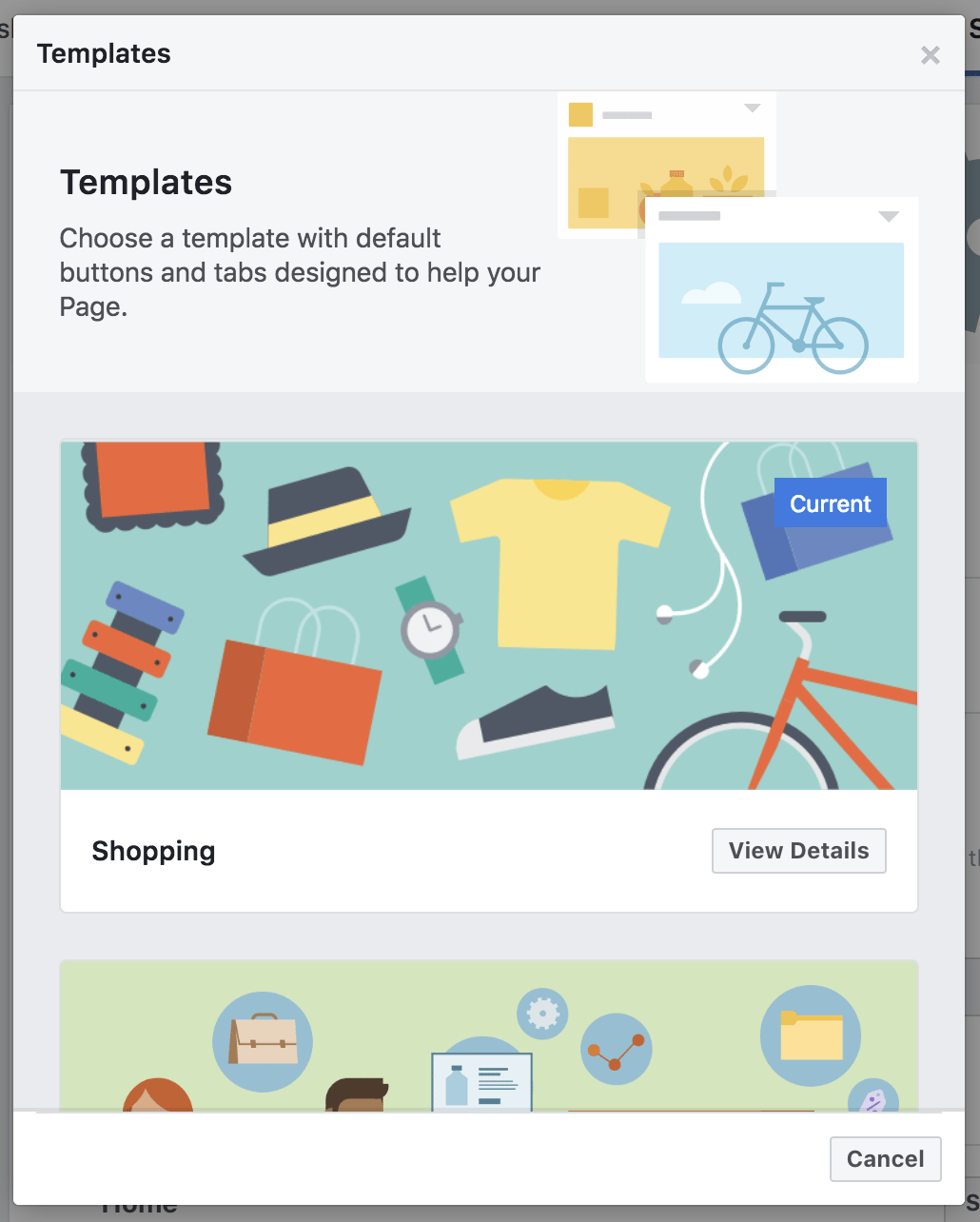 Select Facebook Page templates