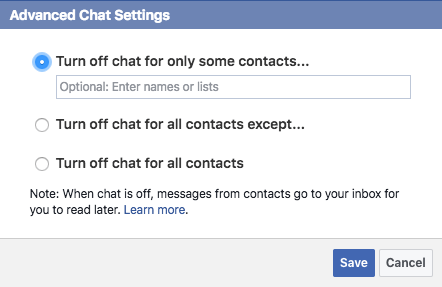 Advanced chat settings