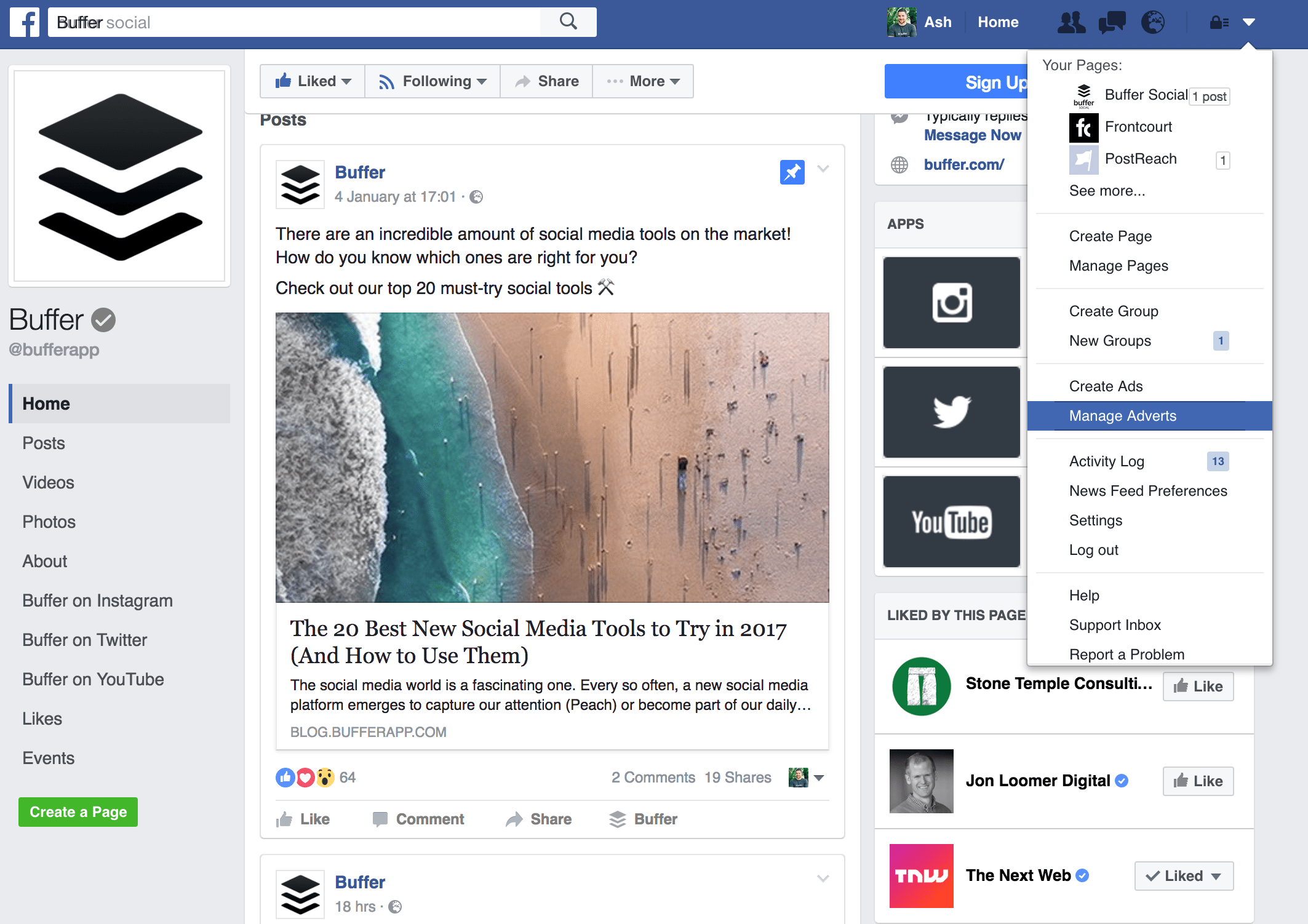 Manage ads option
