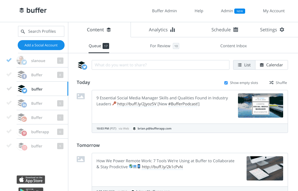 Buffer vs Hootsuite #5. Managing teams