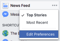 Edit News Feed Preferences