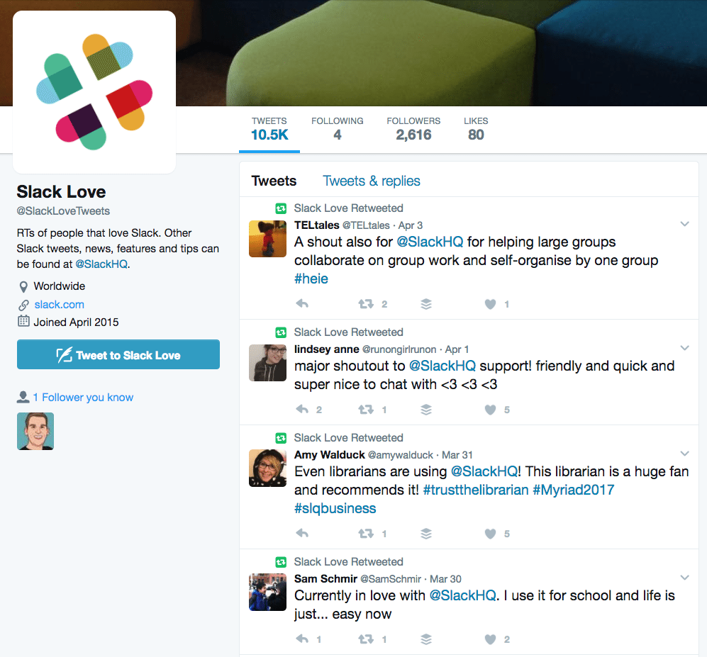 Slack love Twitter retweets