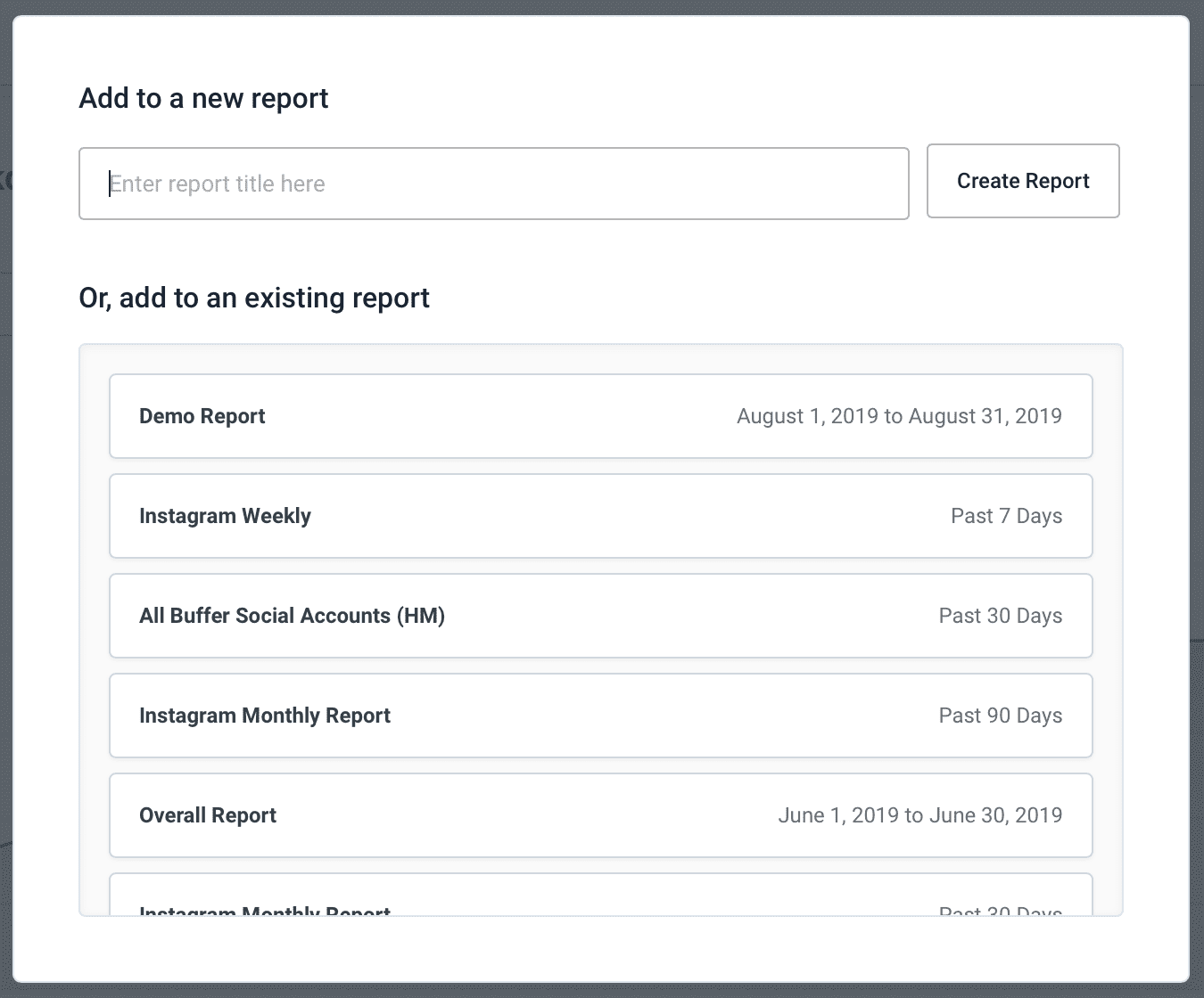 Creating a report in Buffer Analyze