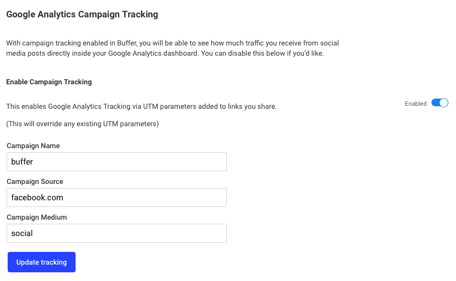 Buffer Publish: Campaign tracking