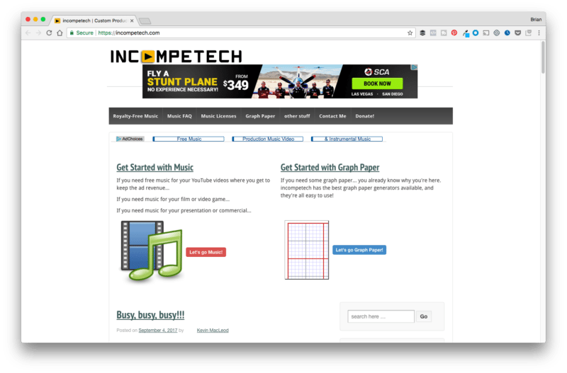 Pratinjau Halaman Musik Latar Belakang IncompeTech