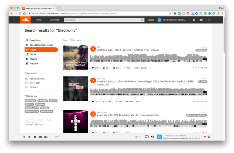 SoundCloud Background Music Page Preview