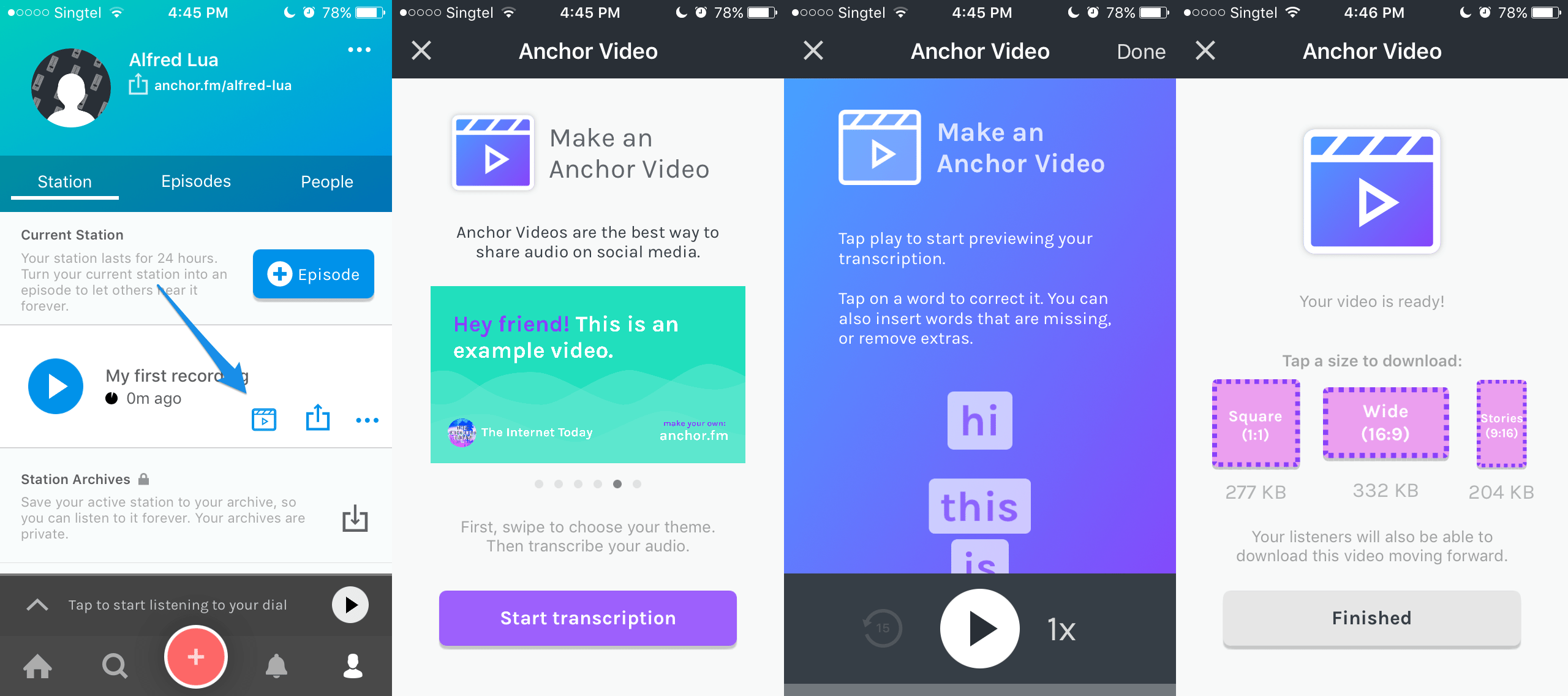 Anchor video creation