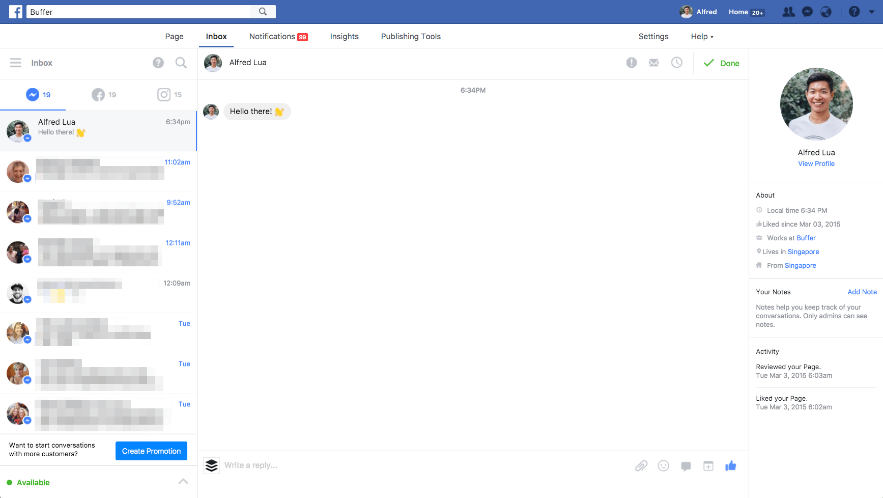 Facebook Page inbox