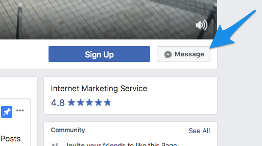 Facebook Page "Message" button