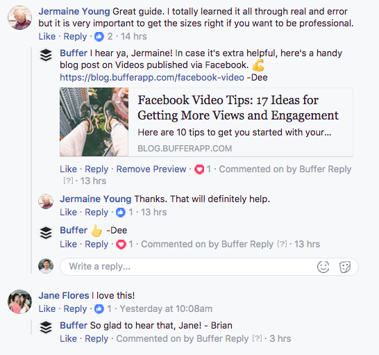 Replies on our Facebook post