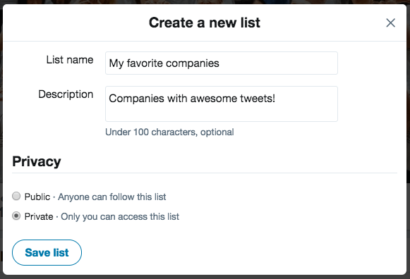 Twitter list