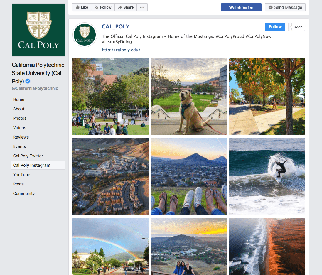 Cal Poly Facebook Instagram Feed