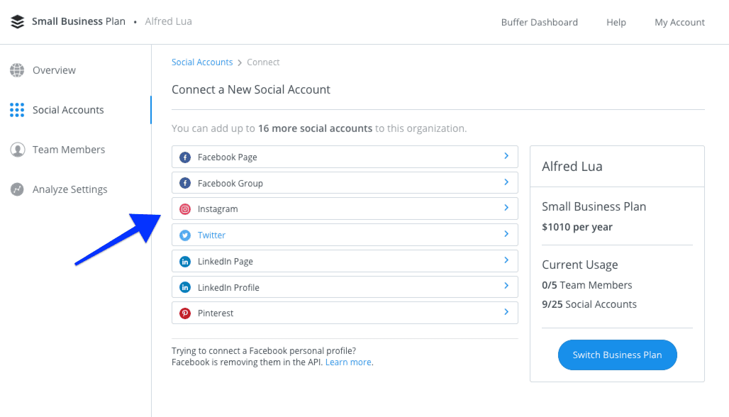 Connecting an Instagram account to Buffer Connecting an Instagram account to Buffer