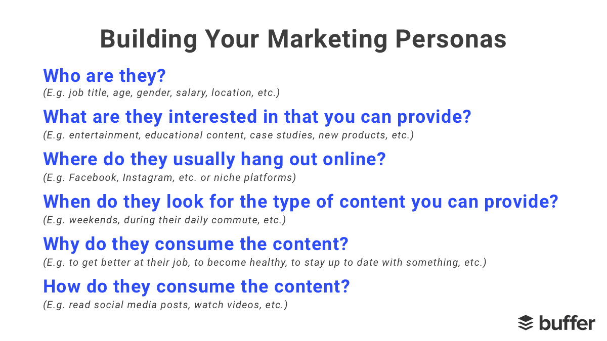 Marketing personas questions Marketing personas questions
