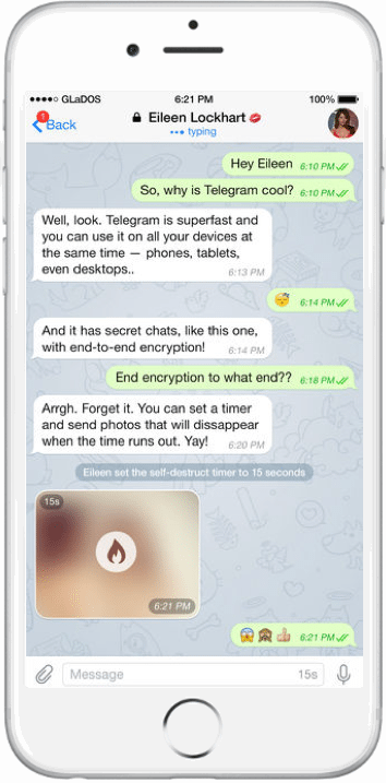 Capture d'écran de l'applicationTelegram