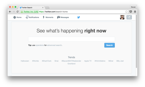 La page web de recherche Twitter