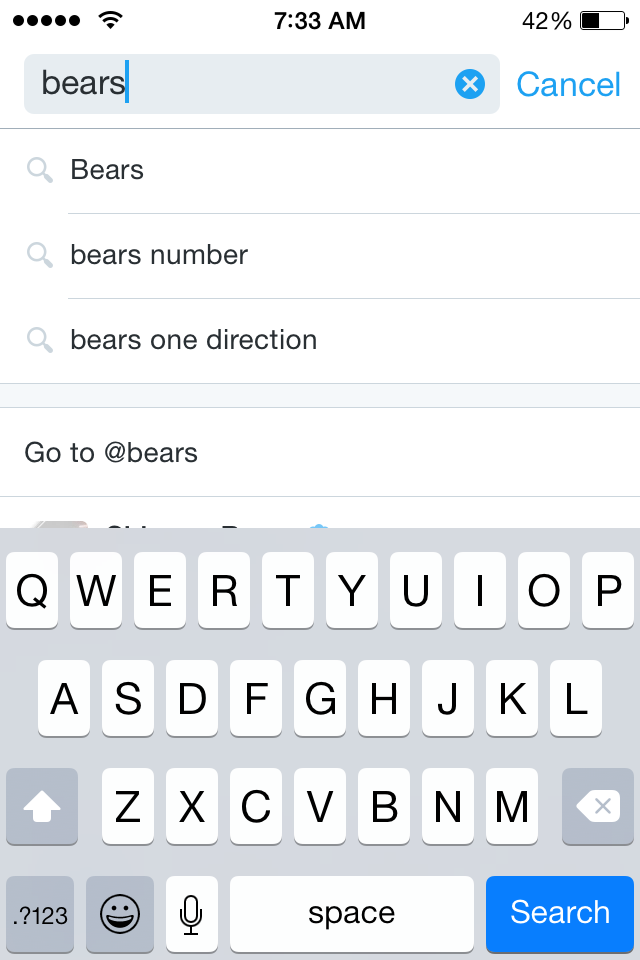 la recherche mobile Twitter