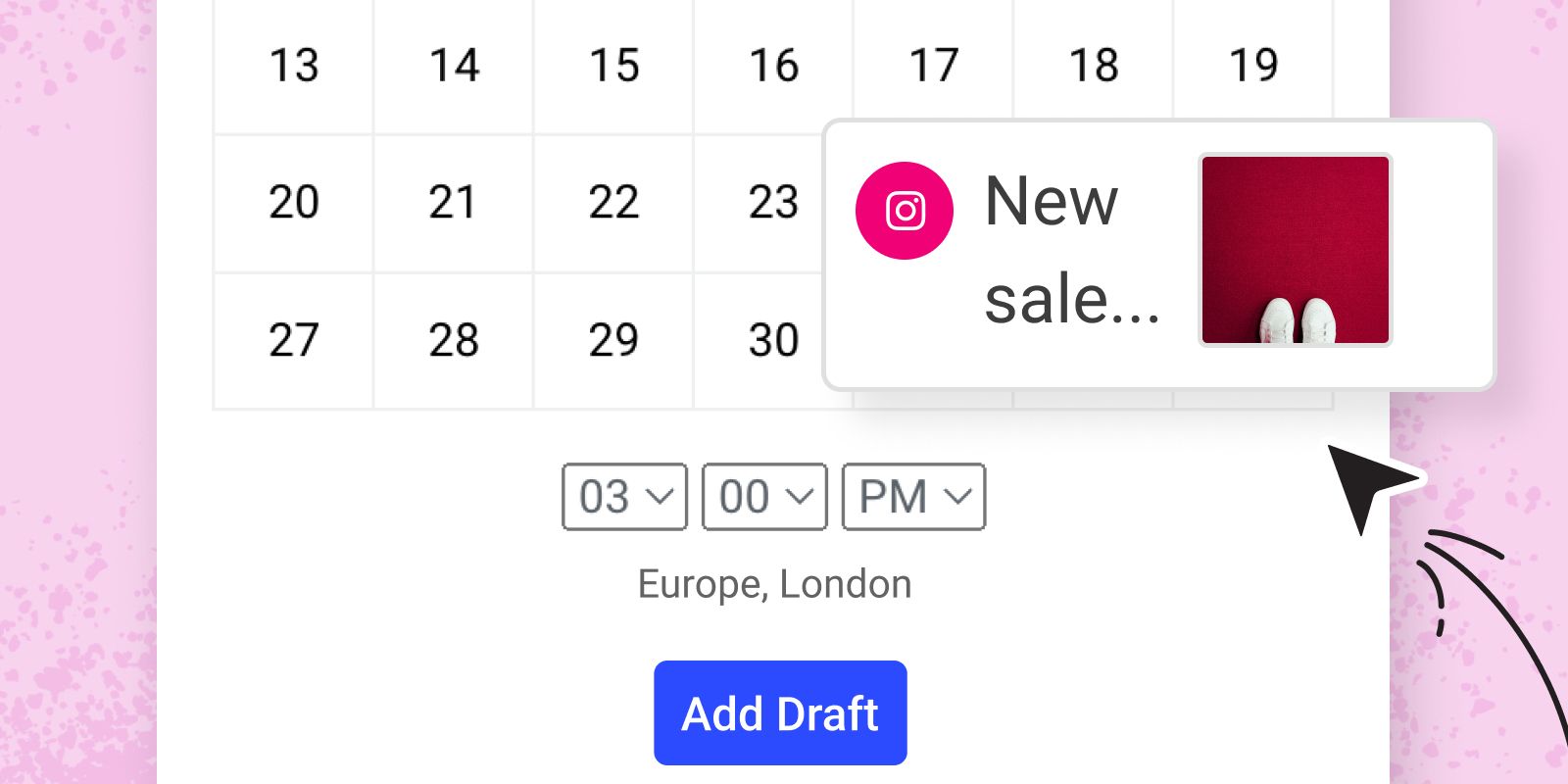 Schedule drafts using the Buffer calendar feature