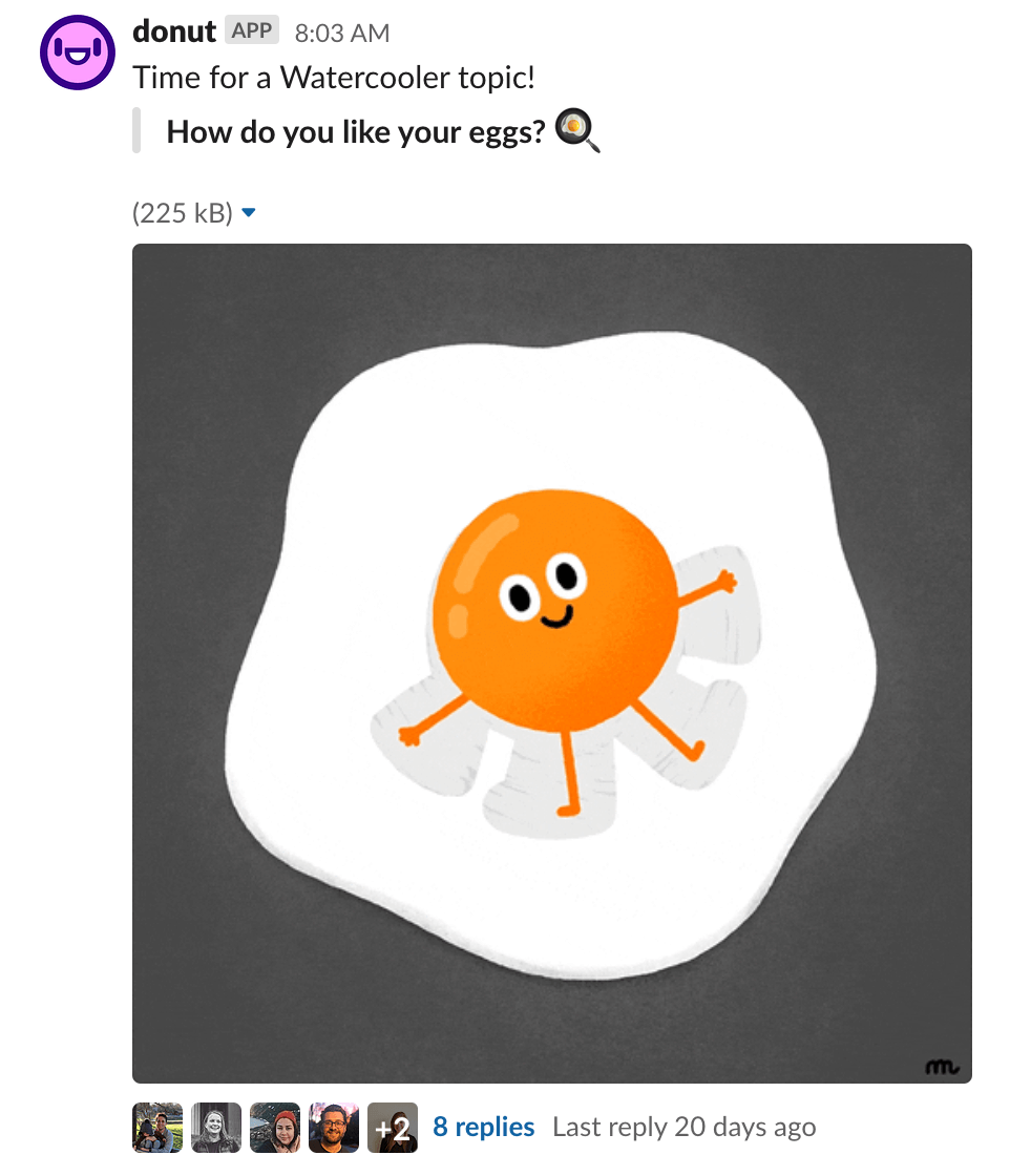 Slack watercooler prompt "How do you like your eggs?"