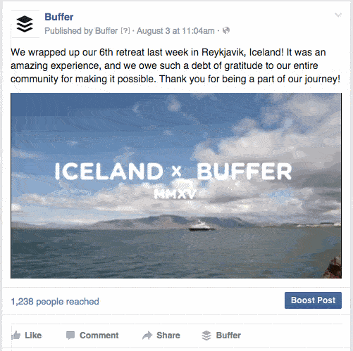 Facebook video through Buffer